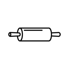 Minimalist outline rolling pin icon, essential kitchen tool for baking dough, cooking, pastry, and bakery concept design element.