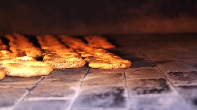Fresh cookies baking in a traditional oven