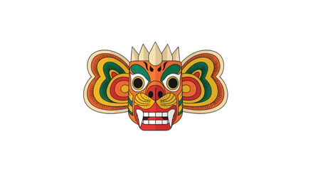 Vibrant and fierce traditional mask design captures cultural heritage and festive spirit for diverse visual projects