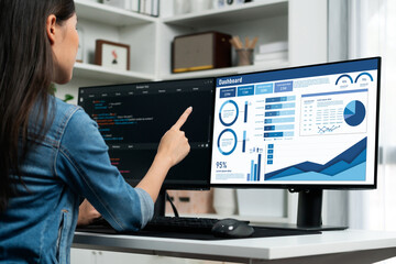 Business data dashboard provide business intelligence analytic for marketing strategy planning brisk with big data set to analyze customer demands and foreseeing business future