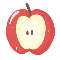 Red Apple Illustration, Fresh Fruit Clipart, Cute Apple for Printable and Planner Designs