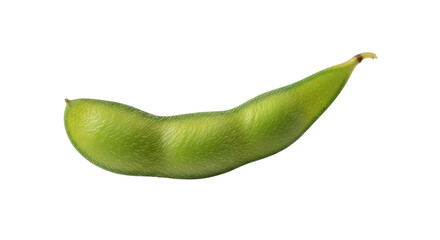 Single green edamame pod isolated on transparent background, a popular and nutritious snack, is a great source of protein and fiber for a healthy diet