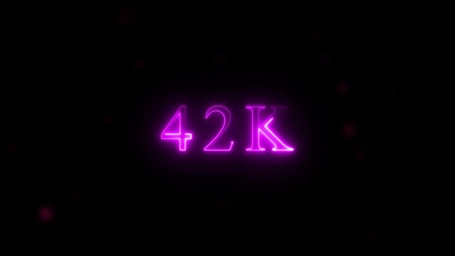  congratulations for neon 42k Follower neon Text Animation. media, celebration social banner vector, 42k template, like, 42k follower business congratulation anniversary, blog card, icon, thank you..
