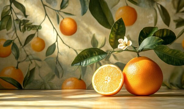 still life with oranges and tangerines, Generative AI - Powered by Adobe