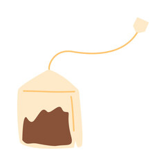 Tea Bag Illustration, tea pack, paper bag with tea