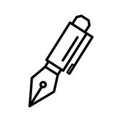 Fountain pen outline icon vector illustration for writing, education, journalism, creativity, and classic communication concepts