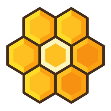 a honeycomb pattern featuring seven connected hexagonal cells arranged in a flower-like formation, no background vector file.