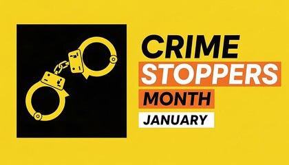 Crime Stoppers Month January handcuffs icon prevention