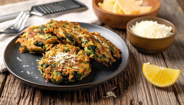 Plate of spinach & cheese fritters