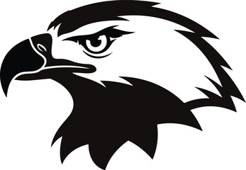 Eagle Head Silhouette Logo _Fierce Bald Eagle Vector Illustration