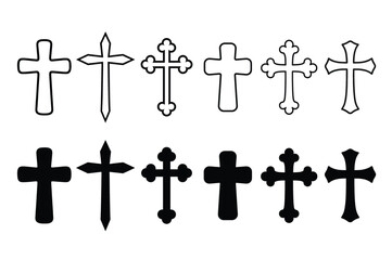 Christian Cross Silhouette Symbol Set