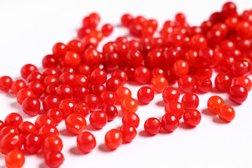 Fresh viburnum berries on white background, closeup