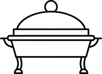 Buffet Chafing Dishes Line Art with Transparent Background