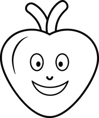 Cartoon Vegetable Faces Line Art with Transparent Background