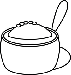 Caviar Tin and Spoon Line Art with Transparent Background