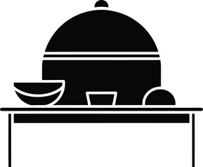 Corporate Catering Setup Line Art Transparent Background