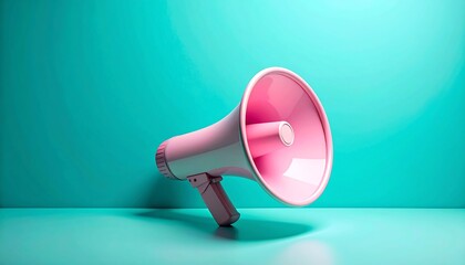 Pink Megaphone on Teal Background - A Call to Action.