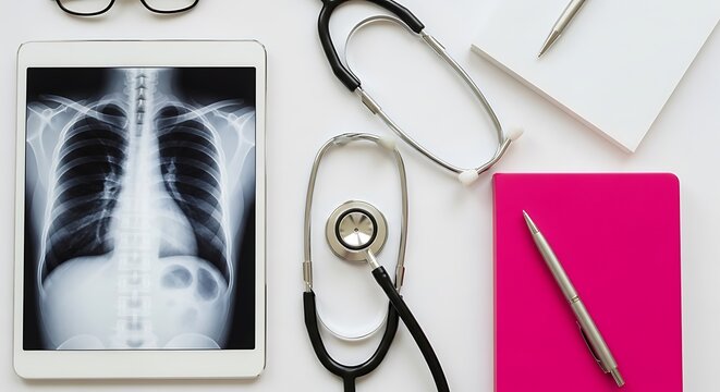 Medical equipment and chest x ray stethoscope tablet
