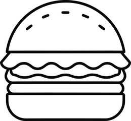 Gourmet Burger Line Art Transparent Background