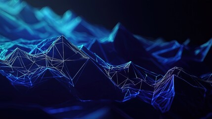 Abstract digital landscape with glowing lines.