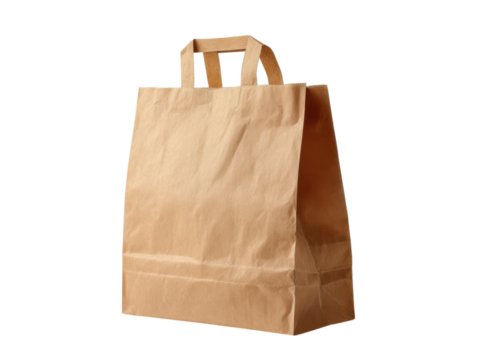 Brown paper shopping bag with handles image, Isolated, Png Transparent Background