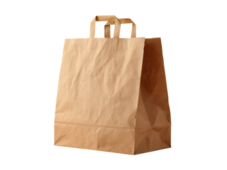 Brown paper shopping bag with handles on black background image, Isolated, Png Transparent Background