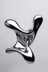 3D Rendered Abstract Flowing Metallic Shape