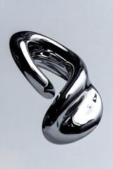 3D Rendered Abstract Flowing Metallic Shape