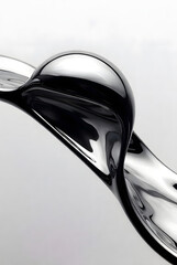 3D Rendered Abstract Flowing Metallic Shape