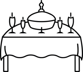 Wedding banquet table line art on white background transparent background