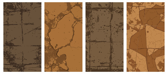 Four brown grunge textures in a vertical format, perfect for backgrounds and graphic design