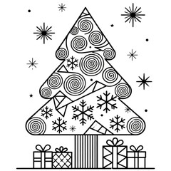 set of christmas tree and christmas accessories vector icons