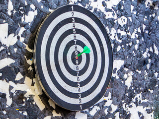 A lone dart in the bullseye symbolizes reaching a primary objective through deliberate action and...