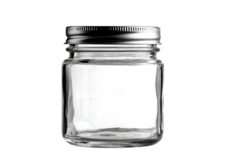 Clear glass jar with silver lid container metal, Isolated, Png Transparent Background