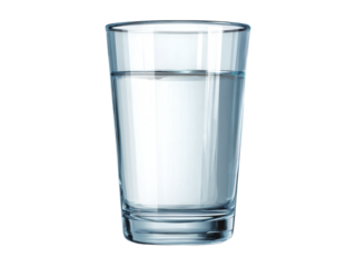 Clear glass filled with pure liquid water beverage, Isolated, Png Transparent Background