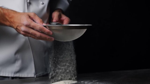 The culinary expert carefully sifting flour Stock Video