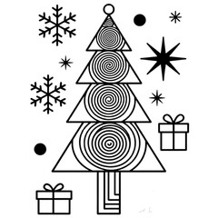 set of christmas tree and christmas accessories vector icons