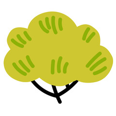 Lime Green Bush in Cute Flat Style for Spring Nature Illustrations