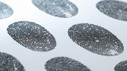 Close-up of fingerprints on a card, forensic analysis, criminal registration