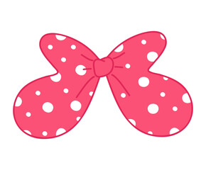 Red bow with white polka dots.