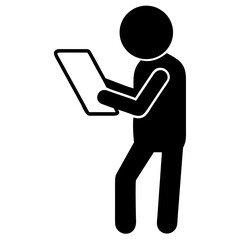Man Using Digital Tablet Silhouette