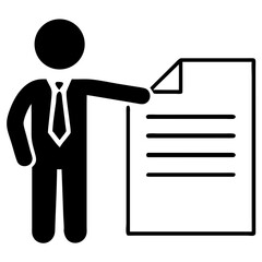 Manager Pointing at Document Silhouette