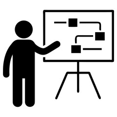 Project Manager Explaining Roles Silhouette