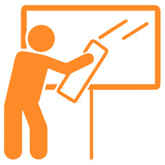 Worker Writing on Glass Board Silhouette