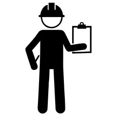 Worker Holding Clipboard Silhouette