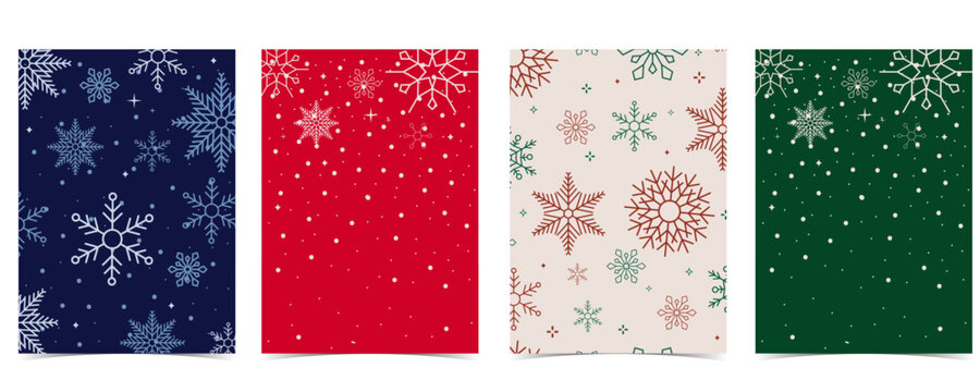 Light snowy snowfall wallpaper with snowflake for holiday vertical red green background