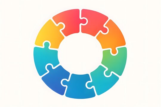 Interlocking Puzzle Piece Infographic — Colorful Gradient Layout on White Background