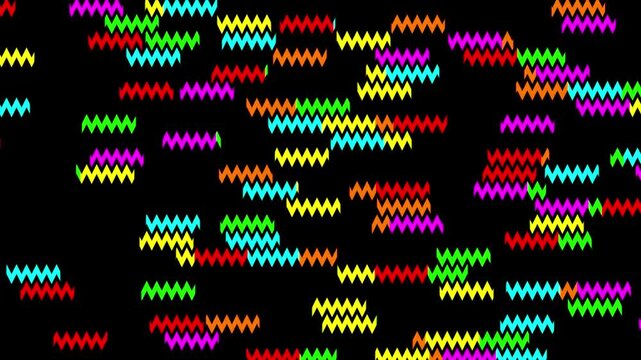 floating colorful zigzag squiggles abstract animation