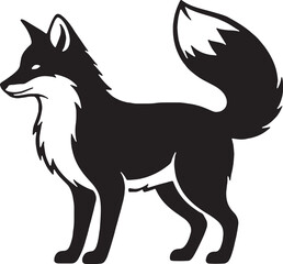 Fox Silhouette Vector_Wild Animal Logo, Standing Fox Illustration