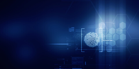 2d Illustration Fingerprint Scanning Technology Concept 
